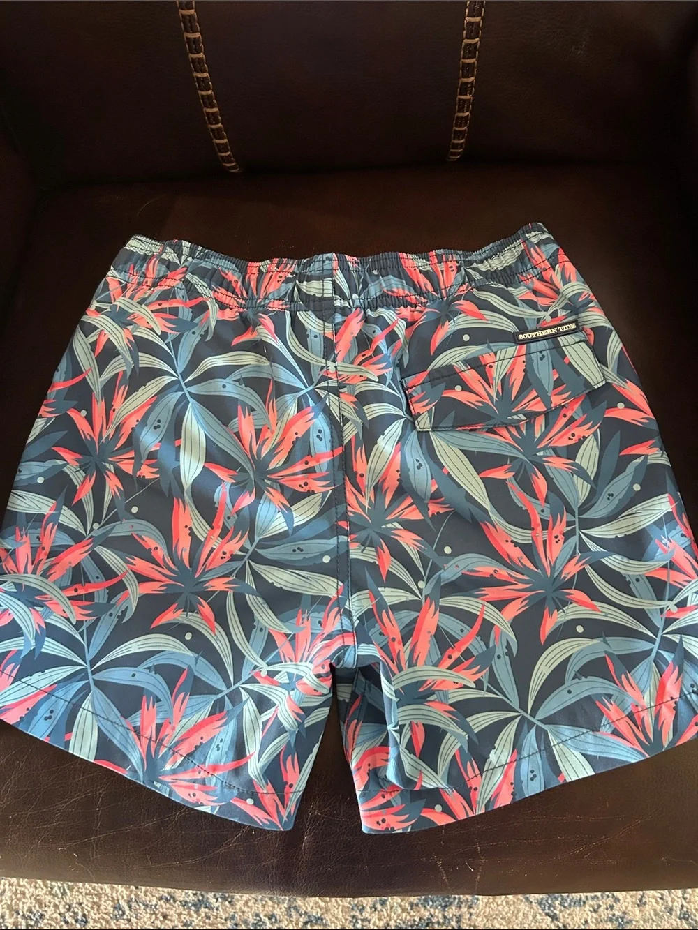 Youth Southern Tide Tropical Print Swim Trunks